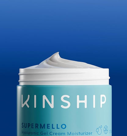 Kinship Supermello Hyaluronic Gel Cream Moisturizer – Nourish + Soothe Dry Sensitive Skin – Lightweight, Hydrating Face Lotion – Plump + Smooth – Reduce Redness – Daily Use Clean Skin Care (1.75 oz)