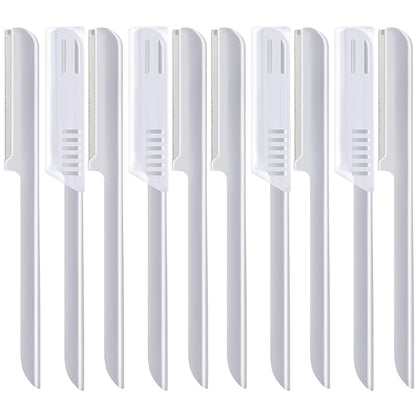 10 Pieces Eyebrow Razor for Women Facial Shaver Razor Brow Shaper Eyebrow Trimmer Dermaplaner Shaping Tool with Cover (Silver)