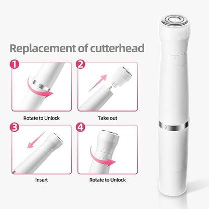 7 in 1 Facial Hair Removal and Bikini Hair Trimmer for Women Painless Electric Face Shaver Nose Eyebrow pubic Trimmer Replaceable Razors Waterproof Electric Shaver Women's Grooming Kit