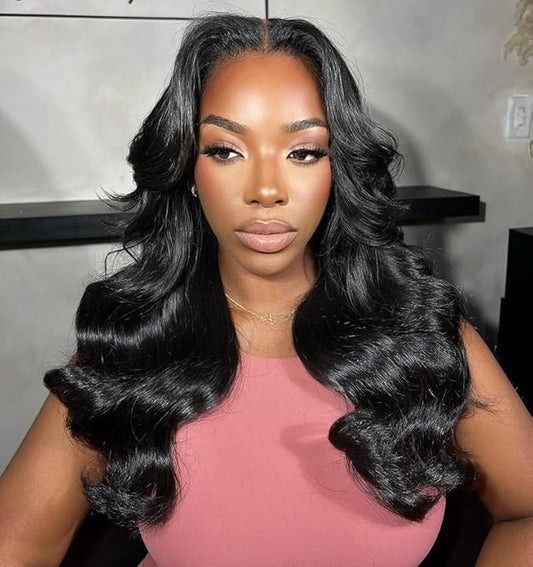 5x5 HD Lace Closure Wigs Human Hair Body Wave 5x5 Transparent Lace Front Wig for Women 150 density Lace Closure Wig Pre Plucked with Baby Hair Soft and Smooth Natural Black Color 16inch