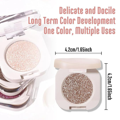 Glitter Shimmer Sparkle Eyeshadow Palette Makeup for Green Blue Eyes, Glitter Nude Shimmer Metallic Holographic Multichrome Cream Iridescent Single Monochrome Eye Shadow Makeup, 10