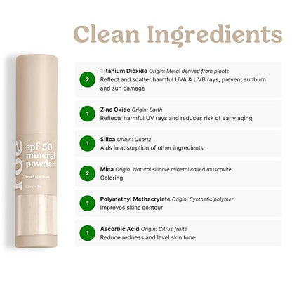 Roe Wellness- Kids SPF 50 Brush On Mineral Sunscreen Powder, Reef-Friendly, Easy to Apply for Kids, Babies & Parents