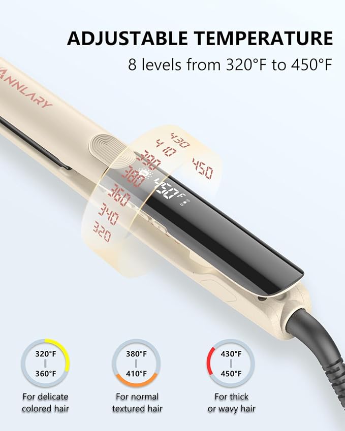 Hair Straightener, 1 Inch Flat Iron Straightener and Curler 2 in 1, Titanium Ceramic Ionic Dual Voltage Straightener with Anti-Iron Silicone for Less Frizz, Shinier & Smoother Hair