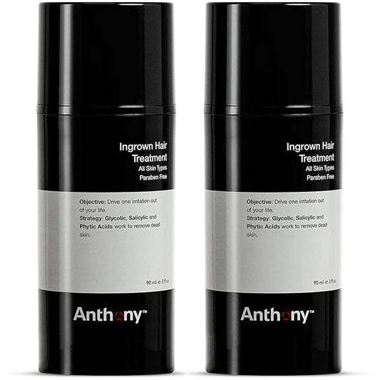 Anthony Ingrown Hair Treatment for Men (Pack of 2) – Gel Solution to Calm Down Razor Burn – Scar and Redness Eliminator, Bump Removal – 3 Fl. Oz