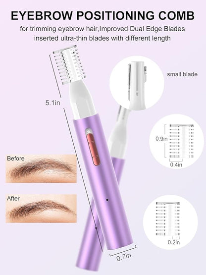 AHHFEI Rechargeable 5 in 1 Ear and Nose Hair Trimmer for Women, 2025 Professional Painless Eyebrow & Facial Hair Trimmer with Powerful Motor and Dual-Edge Blades Easy Cleansing