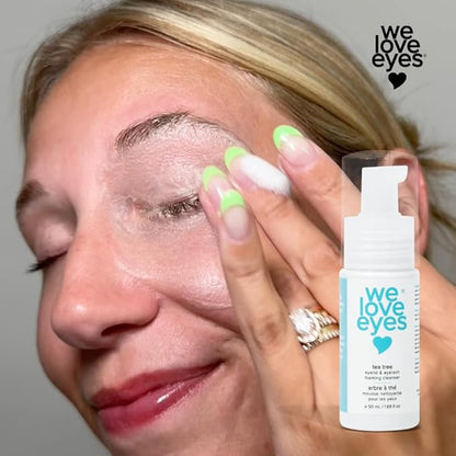 We Love Eyes: Tea Tree Eyelid Foaming Cleanser - Vegan. All natural. Cruelty free. Safe for false lashes and eyelash extensions.