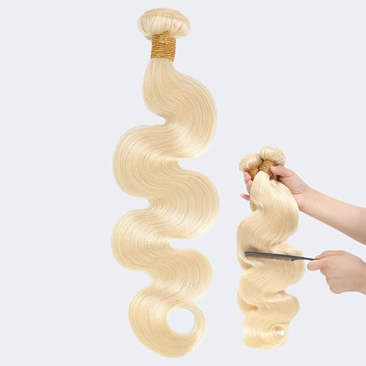 613 Blonde Bundles Human Hair 16A Body Wave Hair Bundle Brazilian Quick weave Deals 16Inch Wet Wavy Hair Unprocessed Real Human Hair Extensions for Women