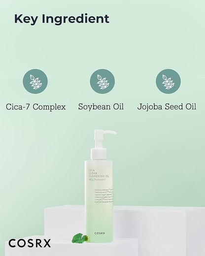 COSRX Pure Fit Cica Cleansing Oil, 6.76 fl. oz / 200ml | Light Weight Oil Purifying Centella for Sensitive Skin | CICA-7 Complex, Jojoba seed oil