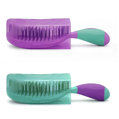 NuWay 4HAIR® U.S. Patented Detangler Hair Brush for Men & Women - Purple & Teal | Hair Comb for Scalp Care - Fast Dry Venting Scheme - TravelC Detangling Brush for All Hair Type