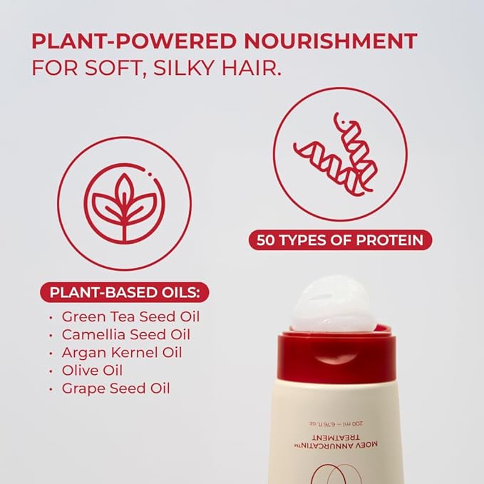 ANNURCATIN Hair Treatment Mask, Korean Mint Wash-Off Hair Care Mask Apple Deep Damage Conditioner Sulfate-Free with Amino Acids Rose Thickening Moisturizing for Damaged Thin Dry Hair, 6.76 fl.oz.