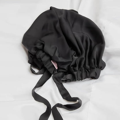 Kitsch XL Satin Bonnet for Sleeping - Softer Than Silk Hair Bonnet for Women - Secure Fit, Adjustable Night Cap for Curly & Textured Hair - Prevents Breakage, Tangles & Thinning - Black