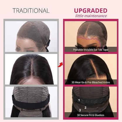 Beauty Forever Kinky Curly 13x4 Pre Everything Glueless Frontal Wig Pre Cut Lace Front Wigs Bye Bye Knots Put on and Go HD Lace Human Hair Wig Pre-Bleached Knots Pre Plucked 150% Density 16 Inch
