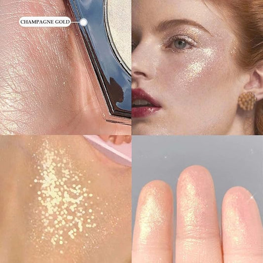 Shimmer Pearl Champagne Gold Highlighter Makeup Contour Palette,Face