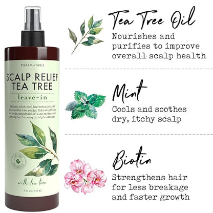 Scalp Relief Tea Tree Leave-In Conditioner, Relieve Itchy, Dry Scalp, Detangles Hair, 240ml/8 fl oz, 2-Pack
