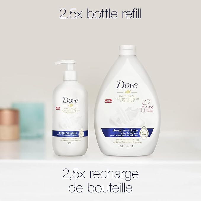 Dove Advanced Care Hand Wash Deep Moisture Pack of 3 for Soft, Smooth Skin More Moisturizers Than The Leading Ordinary Hand Soap, 34 oz