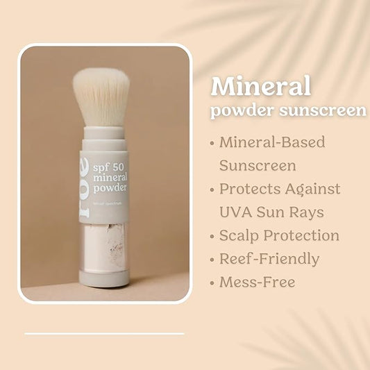 Roe Wellness- Kids SPF 50 Brush On Mineral Sunscreen Powder, Reef-Friendly, Easy to Apply for Kids, Babies & Parents