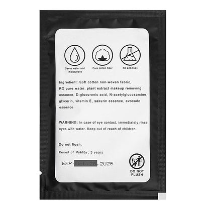 50 pcs Makeup Remover Wipes Bulk Individually Wrapped Makeup Wipes Single Makeup Remover Cloth Facial Cleansing Pads for Mascara Lipstick Oil Dirt Face Skin Travel Hotel (Black)