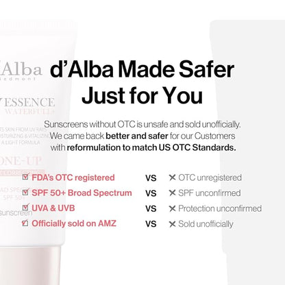 d'alba Piedmont Waterfull Tone-Up Sunscreen Serum BROAD SPECTRUM SPF 50 + Korean Sunscreen for Face, All Skin Tones, Sweat Proof Formula (1.69 fl.oz.)