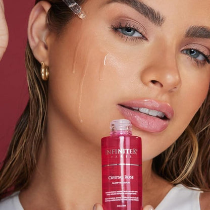 Infinitek Paris Crystal Rose Serum - Hydrating and Exfoliating Brightening Serum, Face Moisturizer and Skin Lightening, Moisturized Skin - Premium Facial Moisturizer 1 Fl Oz