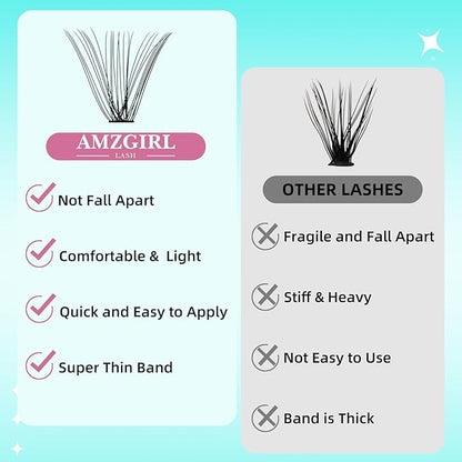 Lash Clusters Wispy 280PCS Eyelash Extension 70D Cluster Lashes Individual Lashes DIY Lash Extension Natural Look Cluster Eyelash Extensions Soft False Eyelashes at Home for Beginners(12mm)