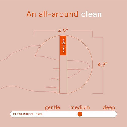 Cleanlogic Bath and Body Exfoliating Body Scrubber, Dual-Texture Round Exfoliator Tool for Smooth, Clean Skin, Daily Skincare Routine, 3 Count Value Pack