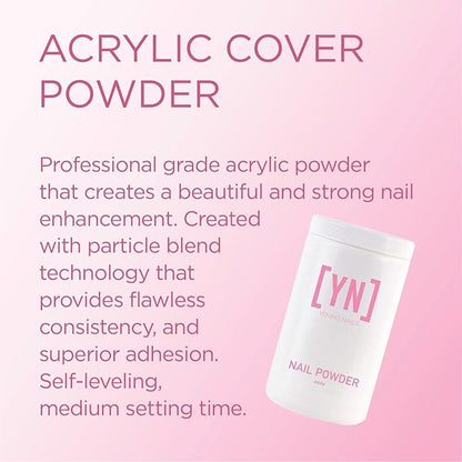 Young Nails Acrylic Cover Powder - Self-Leveling Acrylic Nail Powder, Clear Nude Pink White Acrylic Powder for Nail Extenstion, Professional Grade, Superior Adhesion, Color - Pink, 660g