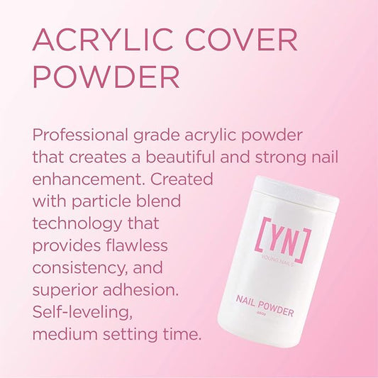 Young Nails Acrylic Powders, Cover - Created for a flawless consistency and superior adhesion - Cover Powder Begins to set in 75 seconds - Available in 45 gram, 85 gram, and 660 gram size options