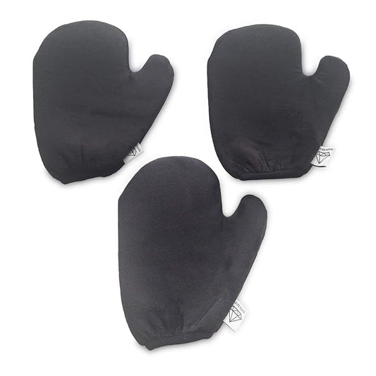 3-Pack Self Tanning Mitts Applicators Tanning Mitts Self Tanning Velvet Microfiber Applicator Mitts w/Non-Slip Elastic Wrist & Thumb Ultra Soft Professional Streak Free Blending Applicators