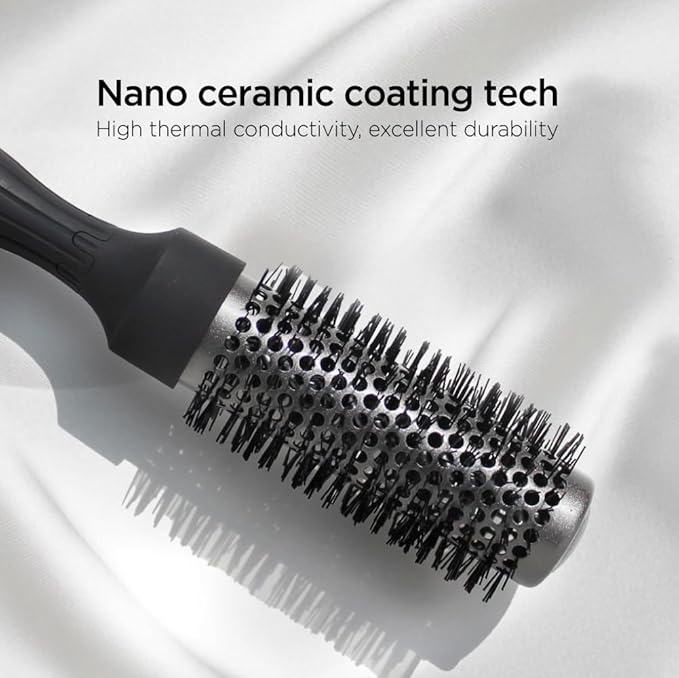 Professional Salon Round Brush with Ceramic Coating for Blow Drying - Salon Blowout Styling. Quick Styling and Voluminous Hair. (1.3 inch)