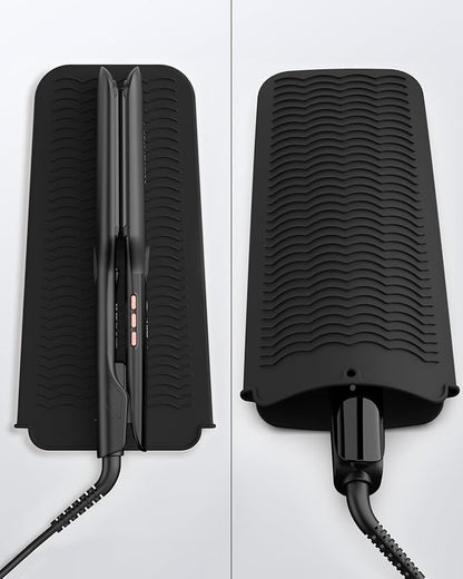 1.75 Inch Flat Iron Hair Straightener with Resistant Silicone Mat Pouch, Professional Ceramic Ionic Dual Voltage Straightener with Anti-Iron Silicone for Less Frizz, Shinier & Smoother Hair