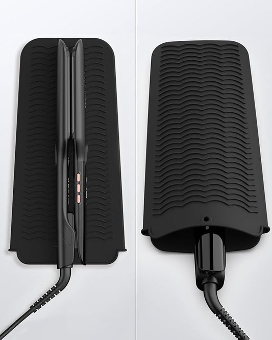 1.75 Inch Flat Iron Hair Straightener with Resistant Silicone Mat Pouch, Professional Ceramic Ionic Dual Voltage Straightener with Anti-Iron Silicone for Less Frizz, Shinier & Smoother Hair