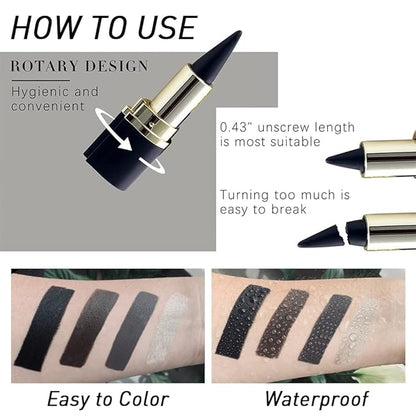 Kaely 2Pcs Black Brown Gel Eyeliner Pencil, Natural Black Eyeliner Cream for Waterline, Crayon Eye Liner Waterproof Smudge Proof, Smokey Eye Eyeshadow Palette Halloween Makeup, delineador de ojos