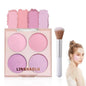 4 Colors Blush Palette for Cheeks - Face Matte Contour Makeup Palette, Buildable Shimmer Facial Cheek Blusher Shades, Blendable Cosmetic With Brush 02