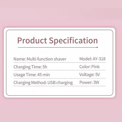 Electric Razor for Women Facial Hair Removal and 4 in 1, Bikini Trimmer Pubic Underarms Painless Nose Eyebrow Body Leg Hair Removal Rechargeable Hair Clippers Grooming Set