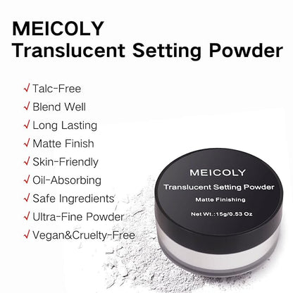 MEICOLY Talc-Free Setting Powder with Sifter,Long Lasting Loose
