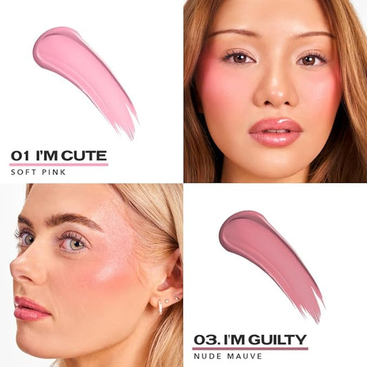 Sacheu Cheek STAY-N Liquid Blush for Cheeks — High Pigment, Buildable, Lightweight Cream Blush Infused With Squalane, for Dewy Radiant Flushed Cheeks — Long-lasting & Cruelty Free, Pretty in Pink Duo