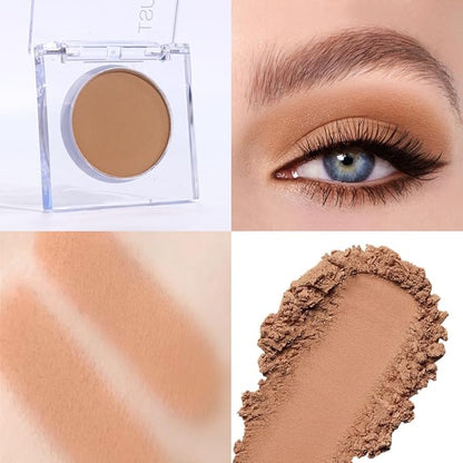 Monochrome Pressed Eyeshadow, Waterproof Neutral Powde Mini Eyeshadow, sombras para ojos, Talc, Paraben & Cruelty Free (H08#Matte Brown)