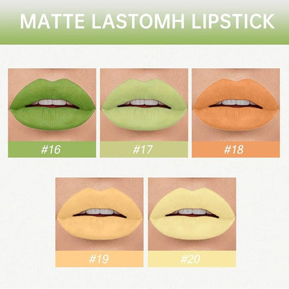 AMY'S DIARY Matte Plum Liquid Lipstick 5Pcs Sets,24-hour Lipstick Green Yello Plum Lip Stain 24 Smudge Waterproof for Women (Set04)