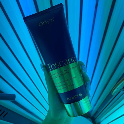 Onyx Toscana Intensive Bronzing Accelerator | Bronzing Tanning Lotion for Tanning Beds | Streak & Stain Free Tanning Lotion for Indoor Outdoor | Face & Body Lotion for Sensitive Skin - 8.5 fl oz