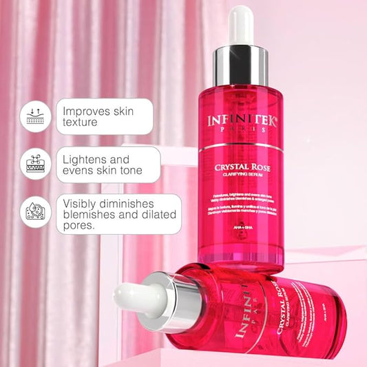 Infinitek Paris Crystal Rose Serum - Hydrating and Exfoliating Brightening Serum, Face Moisturizer and Skin Lightening, Moisturized Skin - Premium Facial Moisturizer 1 Fl Oz