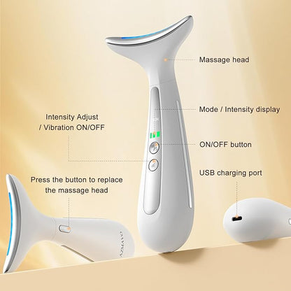 Multi-Functional Beauty Device - 4-in-1 Face, Neck, Eye & Body Massager | Red Light Therapy | Skin Lifting & Firming | Wrinkle & Dark Circle Reducer | Portable Face Sculpting Tool