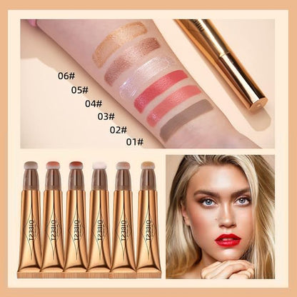2 in 1 Multifunctional Makeup Pen, Contour Blush Highlighter, Pearl Fine Shine, Matte Natural Brighten Face Makeup (6, 1)