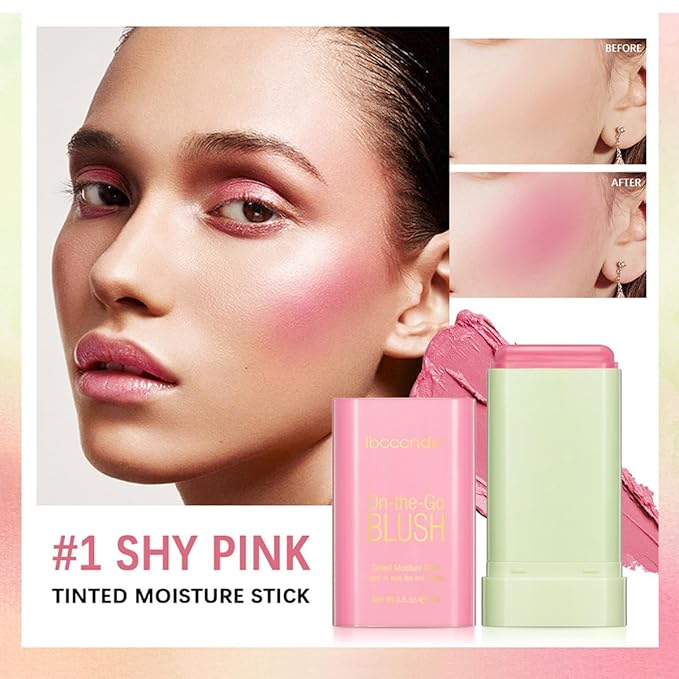 Multi-Use Makeup Blush Stick,Cream Blush Stick,Solid Moisturizer Stick,Waterproof
