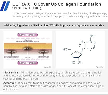 Enough Ultra X10 Cover Up Collagen Foundation, SPF50+ 3.53 oz
