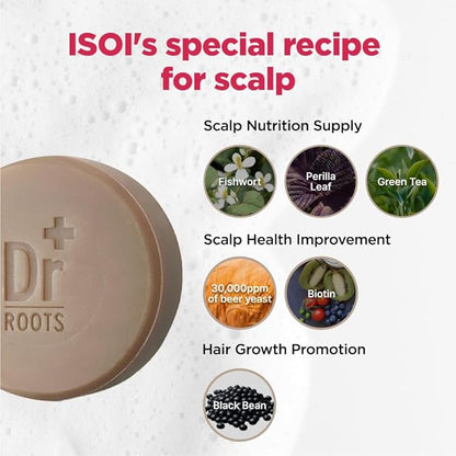 ISOI Dr. Roots Beer-Tin Solid Shampoo Bar, Nourishing & Strengthening Shampoo Bar with Beer Yeast & Biotin, Plastic-Free Clean Beauty, Korean Hair Care (3.52 oz, 100g)