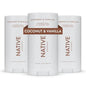 Native Deodorant Contains Naturally Derived Ingredients, 72 Hour Odor Control | Deodorant for Women and Men, Aluminum Free with Baking Soda, Coconut Oil and Shea Butter | Coconut & Vanilla, 3-Pack