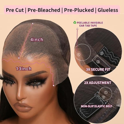 Beauty Forever Kinky Curly 13x4 Pre Everything Glueless Frontal Wig Pre Cut Lace Front Wigs Bye Bye Knots Put on and Go HD Lace Human Hair Wig Pre-Bleached Knots Pre Plucked 150% Density 16 Inch