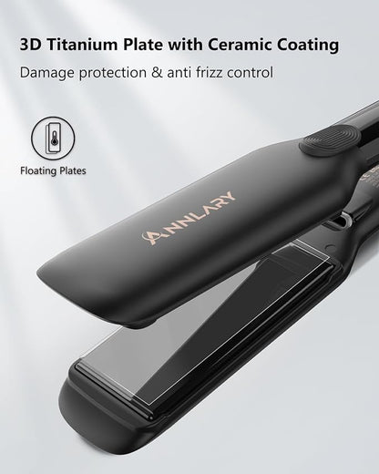 1.75 Inch Flat Iron Hair Straightener with Resistant Silicone Mat Pouch, Professional Ceramic Ionic Dual Voltage Straightener with Anti-Iron Silicone for Less Frizz, Shinier & Smoother Hair