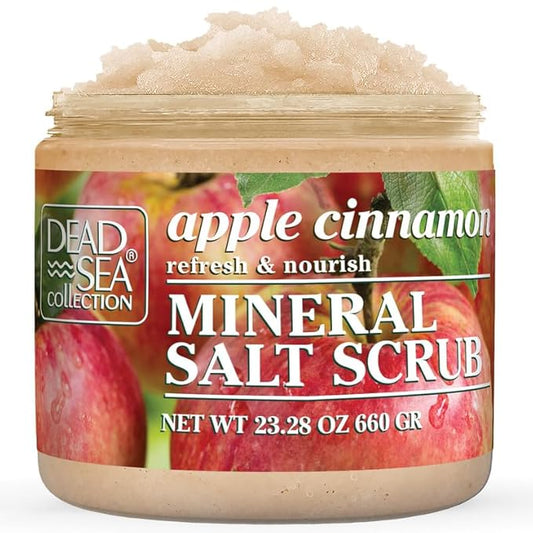 Dead Sea Collection Apple Cinnamon Salt Scrub – Exfoliating Body Scrub for Women – Moisturizing and Nourishing Skin – with Pure Oils and Dead Sea Minerals (23.28 Oz)