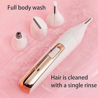 Womens Electric Razor, Face Shaver, Facial Hair Remover, Electric Bikini Trimmers for Legs, Travel Razor for Eyebrow Ear Nose Hair Lip Beard Armpit (Gold 4 in 1